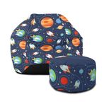 rucomfy Beanbags Outer Space Kids Classic Bean Bag. Comfortable Home & Bed Room Chair. Durable & Machine Washable 65 x 85cm (With Footstool)