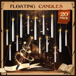 20 Pcs Floating Candles with Wand Remote, Orapoke 6.7” Flameless Floating Candles,Battery Operated Flameless Candles,Hanging Candles Halloween Candles Decor for Birthday, Halloween Decorations Party