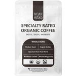 Bean Head Specialty Coffee, Medium Dark Roast, Whole Bean, Certified Organic, Roasted in Canada, 340g, Fairtrade, Kosher Coffee