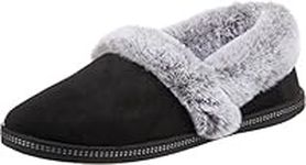 Skechers Women's Cozy Campfire - Team Toasty Low Top Slippers, Black Black Microfiber Suede Faux Fur Line Blk, 6 UK