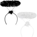 2PCS Angel Halo Headband Angel Headpieces Angel Halo Costume Hair Accessories For Cosplay Party Props (Black&White)