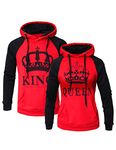 Naliha Womens Couple Sweatshirt Hoodie Casual King Queen Sweatshirts Pullover, Red, Large