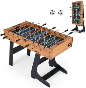 Costway 48-Inch Foldable Foosball Table, Full Competition Sized Soccer Table Game for 4 Players with 2 Balls, 22 Players, Freestanding Indoor Arcade Table Soccer for Family Game Night, Party (Natural)