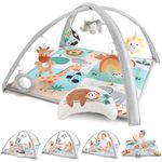 The Peanutshell 7 in 1 Baby Play Gym for Boys or Girls, Activity Center, Tummy Time Toys, Play Mat for Babies 0-6 Months, Newborn Essentials, Playmate for Baby, Safari Animals