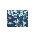 Vera Bradley RFID Mini Tri-Fold Wallet in Cotton, Floral Bursts, Blue / White, Triple Fold