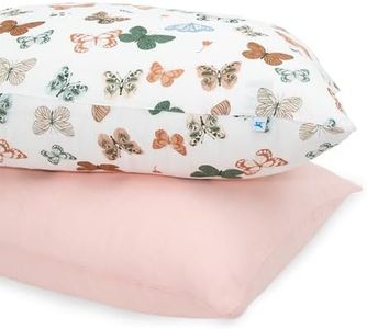 Little Unicorn Standard Pillowcase 2 Pack | Super Soft & Breathable Muslin Fabric | Snug Envelope Closure (Butterflies 2)
