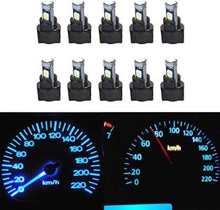 WLJH 10 Pack Ice Blue Canbus T5 Led Bulb 2721 37 74 Wedge Lamp PC74 Twist Sockets Dash Dashboard Lights Instrument Panel Cluster Leds Replacement