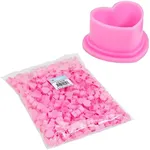 Saferly Heart Tattoo Ink Caps Cups with Base for Tattoo, Tattooing, Disposable Pigment Holder, Microblading Tattoo Supplies, Large, Bag of 500, Pink