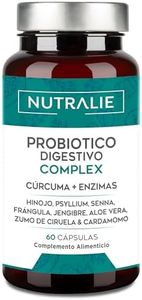Probiótico Digestivo Complex - Cúrcuma Enzimas - Flora Intestinal Estreñimiento + Ablanda Heces - Para la Hinchazón y Pesadez - 60 cápsulas Digestive Complex - Nutralie