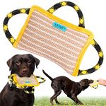 Durable Dog Bite Pillow 10 x 7 Inches - Safe Biting Pad with 3 Comfortable & Strong Handles - Tough Jute Tug Toy for Medium to Large Dogs - Ideal for Tug of War, K9, IPO, Schutzhund & Puppy Training