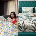 Urban Space 100% Cotton AC Comforter/Duvet/Blanket for Double Bed with 1 Cotton Double Bedsheet with 2 Pillow Cover (4 Piece bedding Set, Kashmir and Majestic aqua)