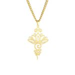 kkjoy Lotus Unalome Necklace Stainless Steel Lotus Flower Yoga Symbol Pendant Necklace Inspirational Buddhism Jewelry for Women Girls