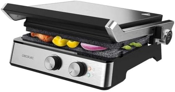 Cecotec Griglia elettrica Rock'nGrill Blaze. 2400 W, rivestimento RockStone, facile da pulire, apertura a 180°, senza BPA, superficie di cottura 29 x 23 cm, temperatura regolabile
