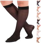 ABSOLUTE SUPPORT Made in USA - Plus Size Graduated Support Knee High Compression Stockings for Women 15-20mmHg | For Swelling and Edema during Travel - Black, 2X-Large - ATRAVEL101BL5