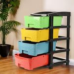 Kuber Industries 4-Tier Multipurpose Plastic Drawers Storage Organizer | Cabinets/Storage Rack for Kitchen | Space-Saving Kids Toy & Bedroom Shelf for Home/Office | Multicolor