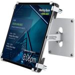 AboveTEK Tablet Wall Mount, Anti-Theft iPad Mount with Locking Enclosure for 9.7"-13" Screen, Heavy-Duty Aluminum Kiosk for Business POS Display, Adjustable 360° Swivel & Tilt VESA Mount-Sliver