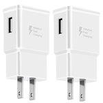 2 Pack Adaptive Fast Charging Block USB Wall Charger Plug Adapter for Samsung Galaxy S20/S20+/S20 5G Ultra/S10/S10e S9 S8 S7 S6 S5 Edge Plus Active, Note 5 7 8 9 10 20, LG G5 V20 Quick Charge (White)