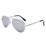 Pro Acme Small Sunglasses Small Face Polarized Pilot Sunglasses for Men and Women (Silver Frame | Silver Lens)