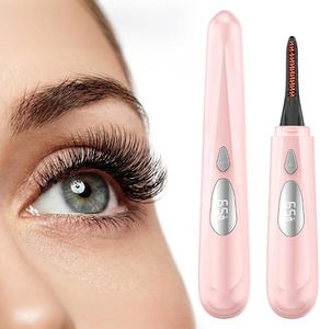 VewePata Heated Eyelash Curler - 4 Modes LED Display, 24H Long-Lasting Curling, Pink