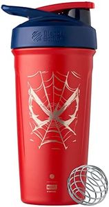 BlenderBottle Marvel Strada Cup Insulated Stainless Steel Shaker Bottle with Wire Whisk, 24-Ounce, Spiderman Web