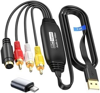 VHS to Digital Converter, avedio links USB2.0 Video Cpture Card, RCA AV to USB Audio Video Converter, 1080P Video Capture Device Convert VHS VCR DVD to Digital Adapter, Compatible with Windows, Mac OS