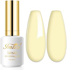 Imtiti Smalto Semipermanente Unghie Giallo, 15ml Smalti Semipermanenti Per Unghie Giallo Crema UV Led Soak Off Smalto Gel Unghie UV Naturale Gel Nail Polish Per Uso Professionale e Domestico