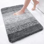 smiry Microfiber Bath Mat, 60 x 90 cm, Non-Slip Super Absorbent Bathroom Mat, Machine Washable Fluffy Shaggy Bath Mats Rugs for Bathroom, Extra Soft Thick Bathroom Floor Foot Mat, Grey