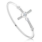 Christian Bracelet Infinity Love Heart God Cross Bracelet Crystal Sideway Cross Bangle Religious Gift for Women (Silver)