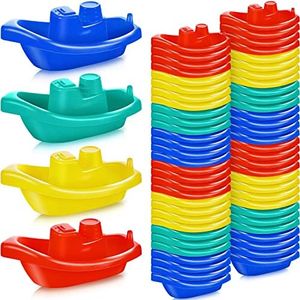 60 Pieces Little Boat Bath Boats Toy Bathtub Toys Stackable Boat Bath Toys Floating Plastic Pool and Bathtub Toys for Baby and Toddler Summer Water Toys, 4 Colors