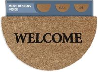 Barnyard Designs Half Moon Doormat Welcome Mat for Outdoors, Large Front Door Entrance Mat, 30x17, Brown (Welcome Bold)