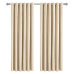 Imperial Rooms Eyelet Blackout Curtains for Bedroom - Thermal Insulated Black Out Cream Curtains 90x90 Inch Drop Energy Saviing Living Room Long Curtain 2 Panels with Tiebacks (228x228cm)