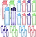 Ziliny 24 Pcs Plastic Water Bottles for Kids Bulk 17 oz Reusable Leak Proof Flip Top Sports Water Bottles with Handle Strap for Summer School Gym Travel(Bright Color,Popular Style)