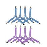 DODOGA 8pcs Triangle Bed Sheet Holders Straps Clips Band Elastic Adjustable Sheet Fasteners Grippers Suspenders Mattress Cover Corner Gripper Holder Fasteners