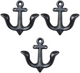 Facaler Nautical Anchor Design Wall Hooks Vintage Rustic Cast Iron Coat Hooks Rack Decorative Wall Mounted Antique Hanger (3 Pack)