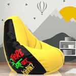 ComfyBean Bag with Beans Filled XXL- Official: Jack & Mayers Bean Bags - for Teenagers - Max User Height : 4.5-5 Ft.-Weight : 45-50 Kgs(Model: Tere Jaisa Yaar Kahaan - Yellow Black)