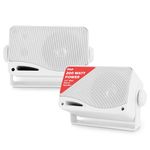 3-Way Weatherproof Outdoor Speaker Set - 3.5 Inch 200W Pair of Marine Grade Mount Speakers - in a Heavy Duty ABS Enclosure Grill - Home, Boat, Poolside, Patio, Indoor Outdoor Use - Pyle PLMR24 (White)