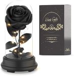 Preserved Flower Rose Gift in A Dome,Valentines Day Gift for Her,Angel Rose Gift for Her,Mom Gifts from Daughter,Black Rose Gifts for Mom Grandma Wife