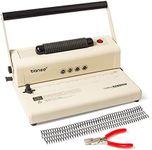 TIANSE Coil Binding Machine, Electric Coil Inserter, Manual Round Hole Punch, 15 Sheets Punch Capacity, Perfect for Letter Size / A4 / A5, Comes with 100pcs 5/16'' Plastic Coil Binding Spines & Plier