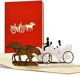 Adorable wedding card for bride & groom, elegant pop up wedding card, wedding carriage, wedding day card, wedding wishes cards, handmade, L18AMZ