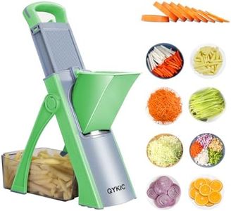QYKIC Upgrade Safe Mandoline Slicer for Kitchen, Chopper Vegetable Cutter, Potato Slicer Thickness Adjuster, French Fry Cutter, Veggie Dicer Faster Kitchen Mandolin for Meal Prep Green