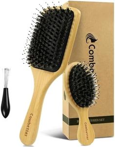 Set de cepillos de pelo de cerdas de jabalí, Cepillo de madera de bambú para el cabello y cepillos de viaje Detangler Shine Smoothing Hair con caja de regalo por Combetter