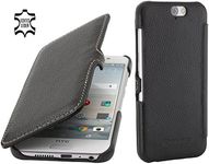 StilGut Book Type with Clip, Genuine Leather Case for HTC One A9, Black