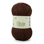 Ganga Acrowools Acrylic Olivia,Double Knit Yarn. Hand Knitting&Crochet Yarn. Oekotex Class 1 Certified. Pack of 2 Balls-100Gms Each. Shade No-Olv014, Dark Brown