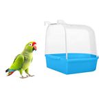 MEISH Bird Bath Tub Pet Bird Bath Box with Hooks Bird Cage Hanging Bathtub Bird Cage Accessory Supplies for Parrot Canary Budgies (Dark blue)