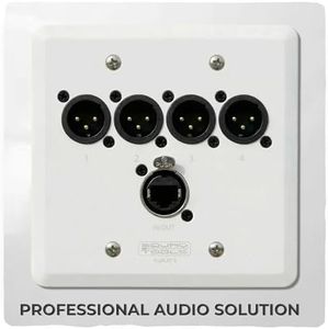 SoundTools Wall CAT 5 Female XLR White – 4-Channel Audio Over Shielded CAT Wall Plate with etherCON – Solderless XLR Panel for Analog/AES3/DMX Signals for Studio, Stage & AV Use