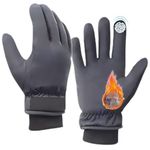 Waterproof Gloves with Touch Screen Winter Snow Gloves for Minus Degrees,Ski, Elastic Cuff, Riding Gloves(One Size, Dark Grey)