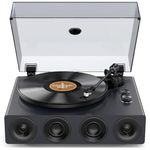 1 BY ONE All-in-One Record Player with Speakers, High Fidelity Vinyl Turntable with TI DSP, Magnetic Cartridge AT-3600L, Built-in Preamp, Adjustable Counterweight, 2-Speed Belt Drive