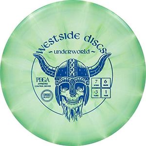 Westside Discs Origio Burst Underworld Fairway Disc Golf Driver | Straight Flying Frisbee Golf Driver | Beginner Friendly Disc Golf Disc | 170g Plus | Stamp Color and Burst Pattern Will Vary (Green)