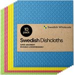 ﻿Swedish Wholesale Swedish Dish Cloths - 10 Pack Reusable, Absorbent Hand Towels for Kitchen, Counters & Washing Dishes - Cellulose Sponge Cloth - Eco Friendly Gifts - Assorted - Yellow and White