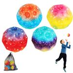 Moon Ball, XIAOCHUAN Space Ball with Super High Bouncing, PU Sponge Bouncy Balls for Kids and Adults Improve Hand-Eye Coordination Stress-relif, 4PCS Rainbow Color